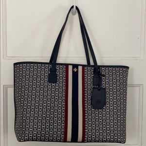 Tory Burch Gemini Link canvas top-zip tote bag